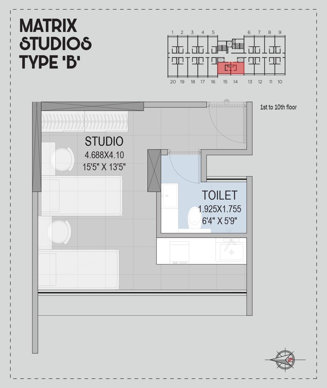 Floor plan layout for Matrix Studios Type B