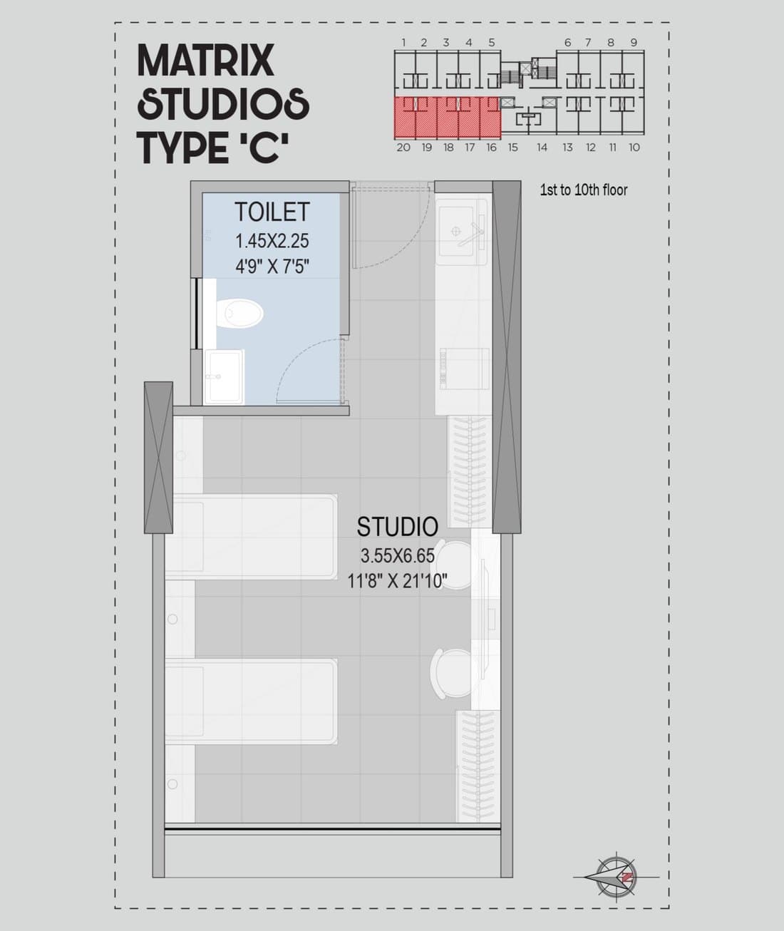 Floor plan layout for Matrix Studios Type C
