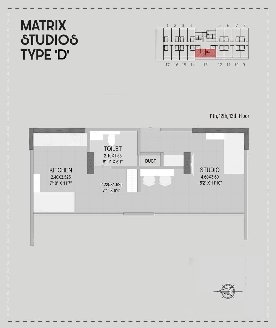 Floor plan layout for Matrix Studios Type D