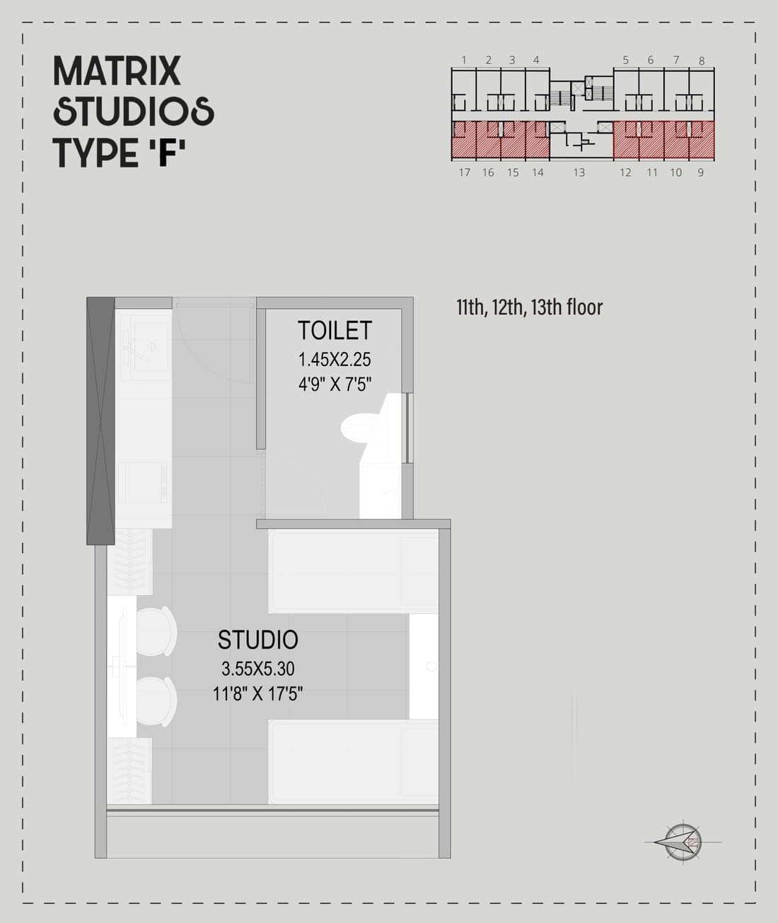 Floor plan layout for Matrix Studios Type F