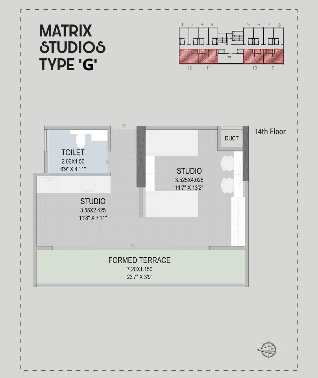 Floor plan layout for Matrix Studios Type G